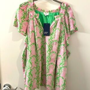 crown & ivy Pink and Green Top